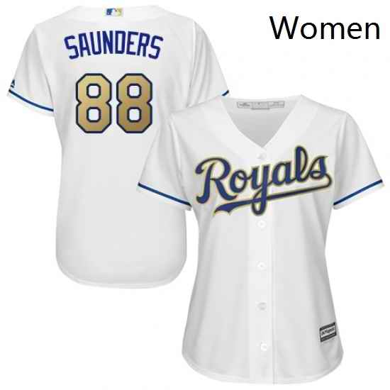 Womens Majestic Kansas City Royals 88 Michael Saunders Replica White Home Cool Base MLB Jersey
